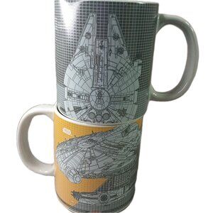 Star Wars Millennium Falcon Grid Schematic 2 Coffee Mugs Tea Cups Stonware